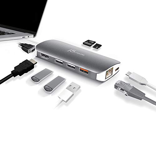 j5create USB C Hub Adapter Multi-Monitor 10-in-1 Port Docking Station 4K HDMI, VGA, Ethernet, USB 3.0, MicroSD, SD, USB-C 3.1 + Power Delivery | for PC, Laptop, Tablet, Display Connection - Image 2