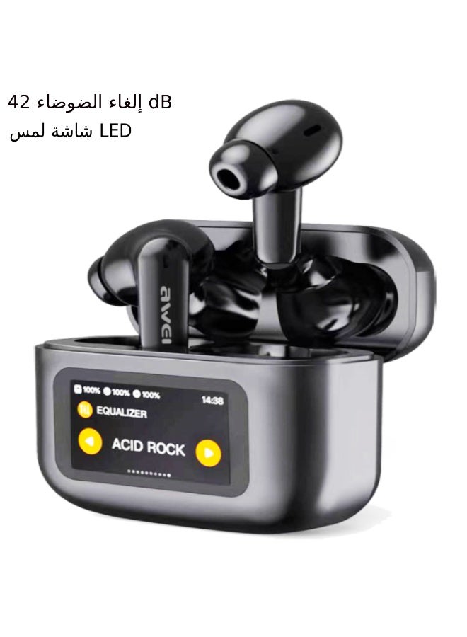 Awei ANC Earbuds with LED Touch Screen | 42dB Noise Cancelling Bluetooth Earbuds | Hi-Fi Stereo Sound | 40H Battery Life | ENC Clear Call Mic | Fast Charging | IPX6 Waterproof | Type C | 1 Year Warranty - Image 1