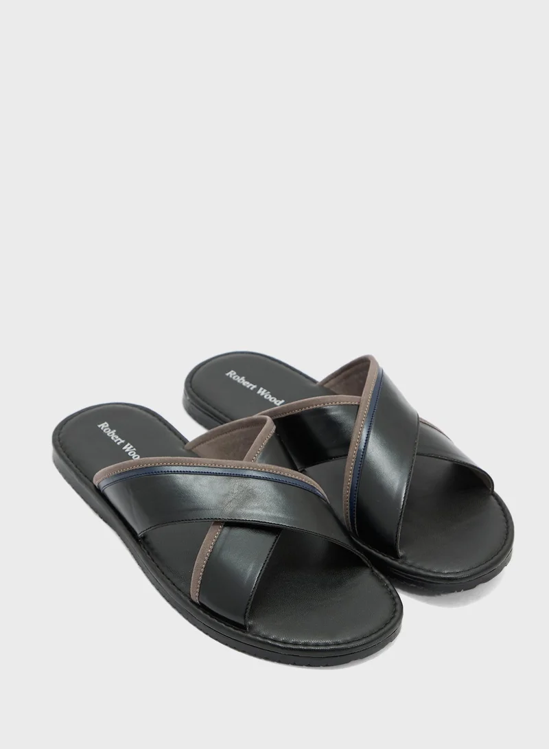 Robert Wood Webbing Detail Cross Strap Sandals