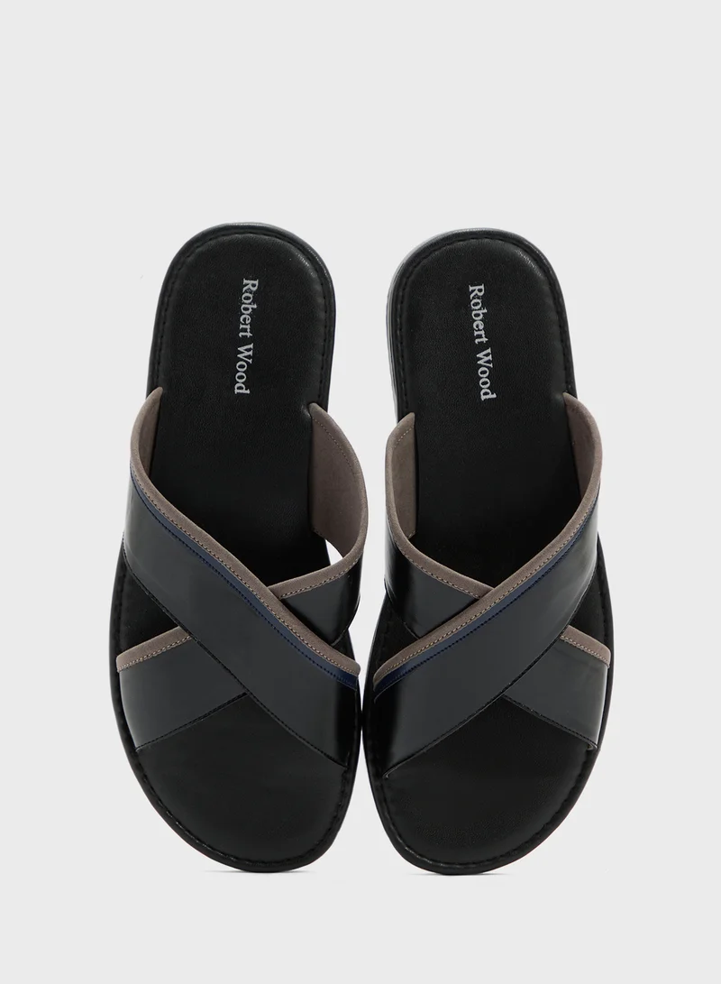 Robert Wood Webbing Detail Cross Strap Sandals