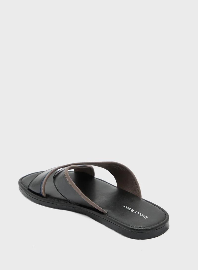 Robert Wood Webbing Detail Cross Strap Sandals