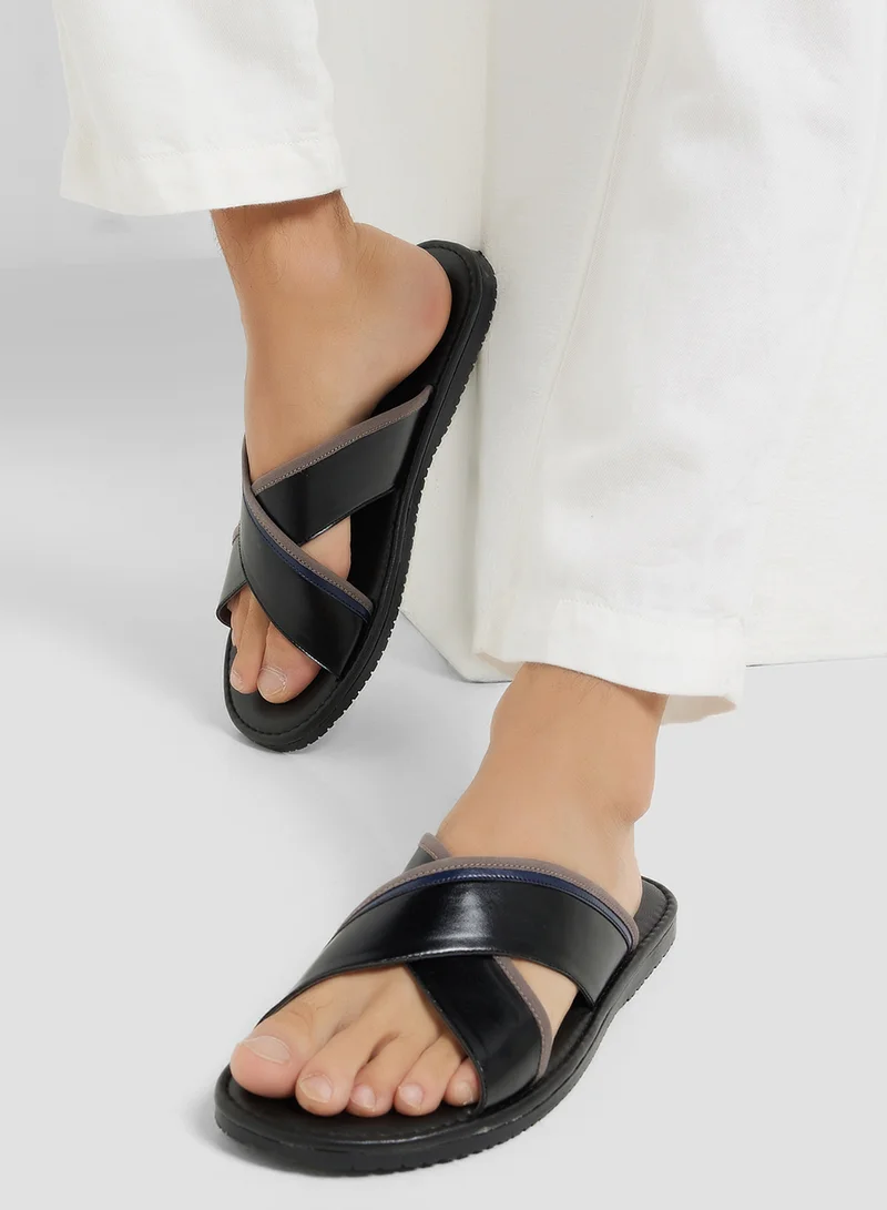 Robert Wood Webbing Detail Cross Strap Sandals