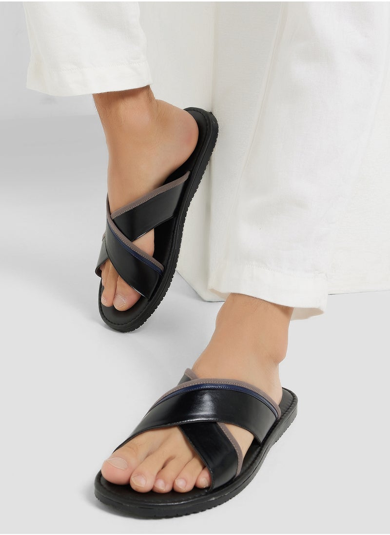 Robert Wood - Webbing Detail Cross Strap Sandals - Image 1