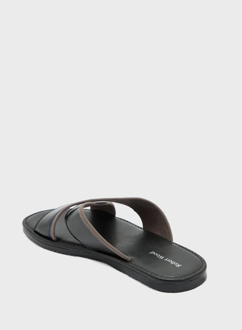 Robert Wood Webbing Detail Cross Strap Sandals