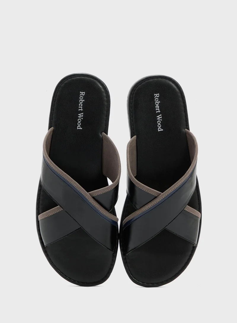 Robert Wood Webbing Detail Cross Strap Sandals