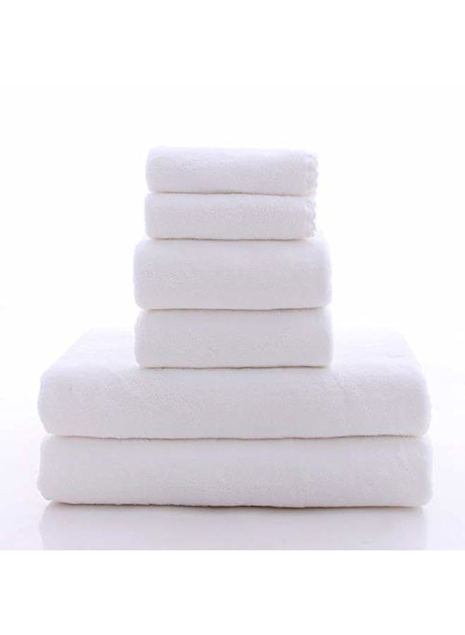 MOONQUEEN Ultra Soft Towel Set - Quick Drying - 2 Bath Towels 2 Hand Towels 2 Washcloths - Microfiber Coral Velvet Highly Absorbent Towel for Bath Fitness, Sports, Yoga, Travel (White, 6 Pieces) - Image 5