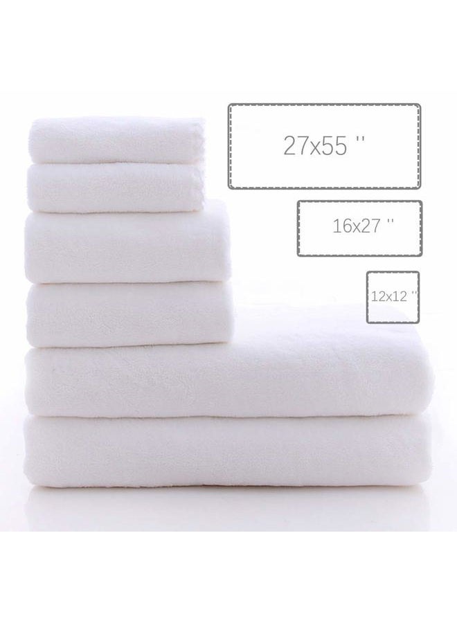 MOONQUEEN Ultra Soft Towel Set - Quick Drying - 2 Bath Towels 2 Hand Towels 2 Washcloths - Microfiber Coral Velvet Highly Absorbent Towel for Bath Fitness, Sports, Yoga, Travel (White, 6 Pieces) - Image 4