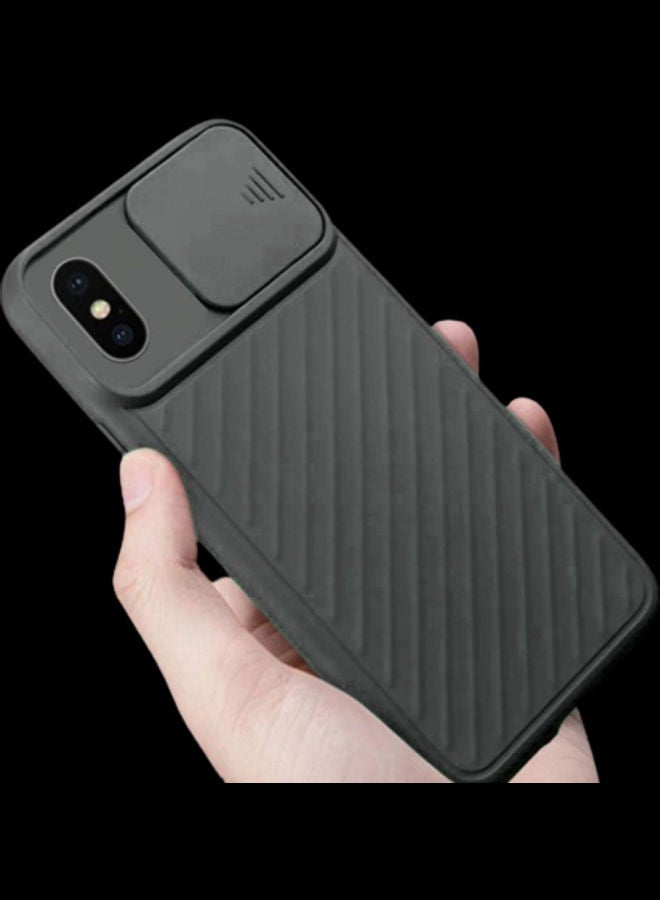 NIBEMINENT 3D Lines Silicone Protective Case With Camera Slide Protector For Apple Iphone Xs Max Black  - Image 2