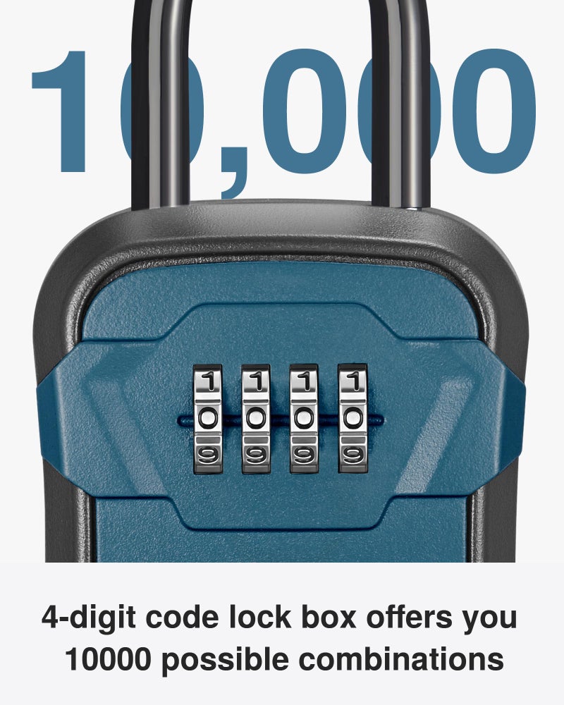 Puroma Lock Box, Key Lock Box Wall Mount & Portable Combination Lockbox with Resettable Code, Security Lockbox for Outside House Keys, Apartment Realtors Spare Keys Storage (1 Pack, Peacock Blue) - Image 2