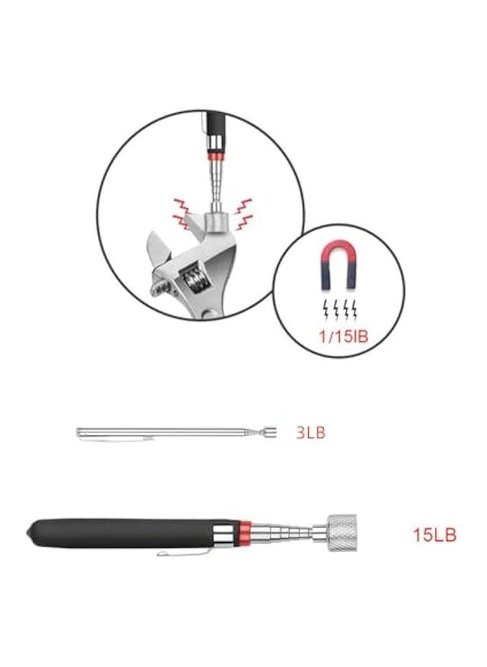 PROMASS 3 Pack Telescoping Magnet Pick-Up Tool Set Retrieving Telescoping Magnet Pickup Tools Extendable Magnetic Pick up Tools Bendable Spring Magnet Stick  - Image 2