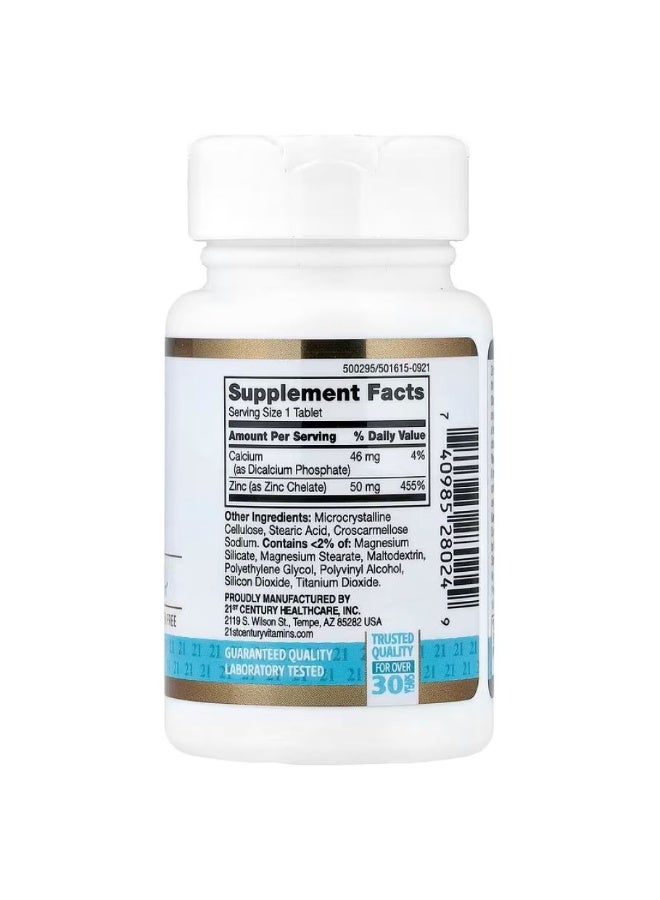 21st Century Chelated Zinc, 50 mg, 60 Tablets - Image 2