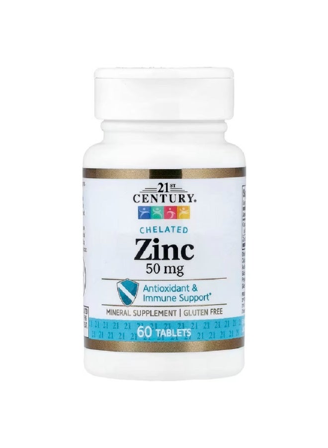 21st Century Chelated Zinc, 50 mg, 60 Tablets - Image 1