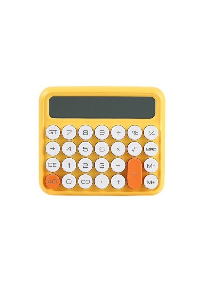Calculator, Mechanical Switch Calculator, Desktop Standard 12 Digit Large LCD Display Big Button Calculator, Basic Office Calculators, with Battery, Automatic Sleep (Yellow and White) - Image 1