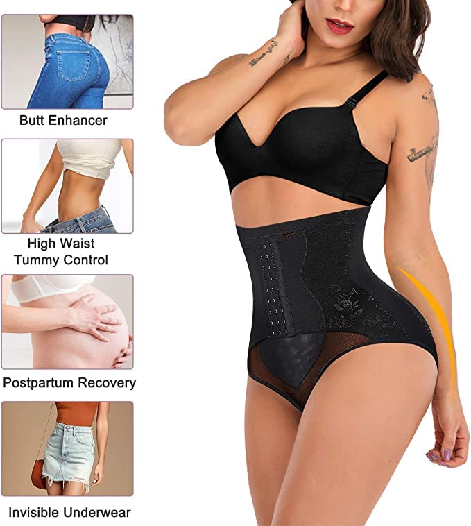 PLUMBURY Waist Shaper Tummy Control Shapewear Panty With Belt For Postpartum Recovery/Gym/Workout (Black, 2Xl), Women, Nylon - Image 5
