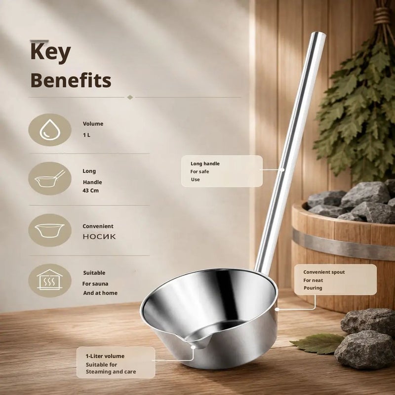 Stainless Steel Bath Water Ladle with Long Handle, 0.99 L - Image 2