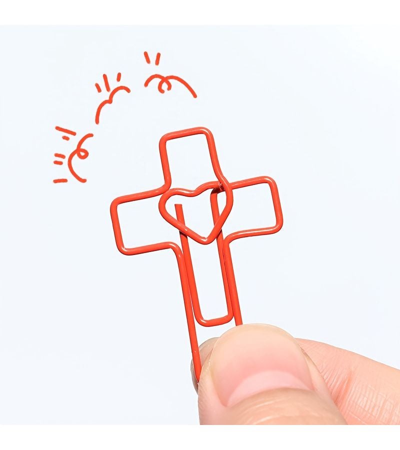 8pcs Polychrome Heart Shaped Cross Paper Clips, Learning And Work Stationery Bookmark Clips, Easter Egg Filler Items, Gifts For Valentine's Day, Teachers' Day, Women's Day, Mother's Day - Image 4