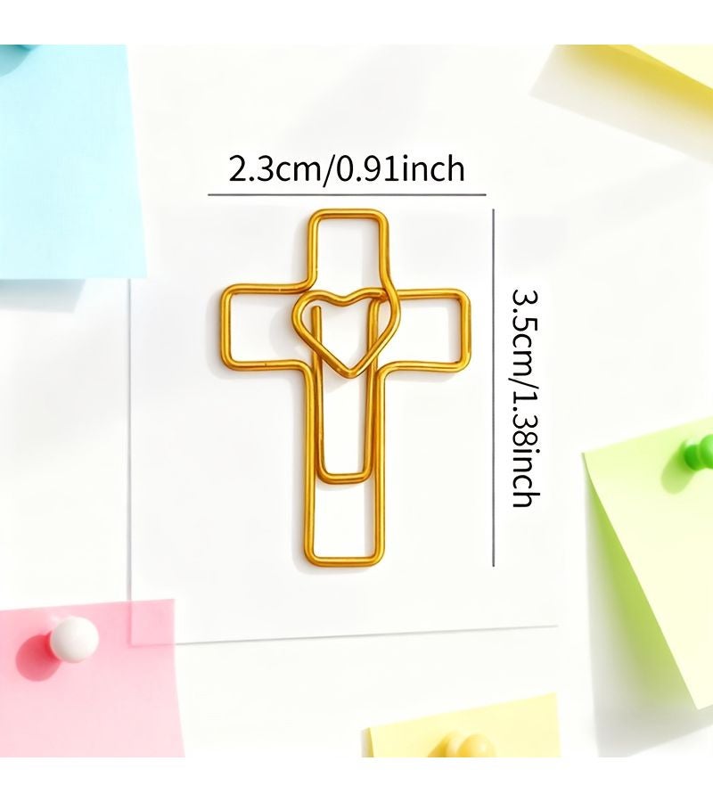 8pcs Polychrome Heart Shaped Cross Paper Clips, Learning And Work Stationery Bookmark Clips, Easter Egg Filler Items, Gifts For Valentine's Day, Teachers' Day, Women's Day, Mother's Day - Image 3