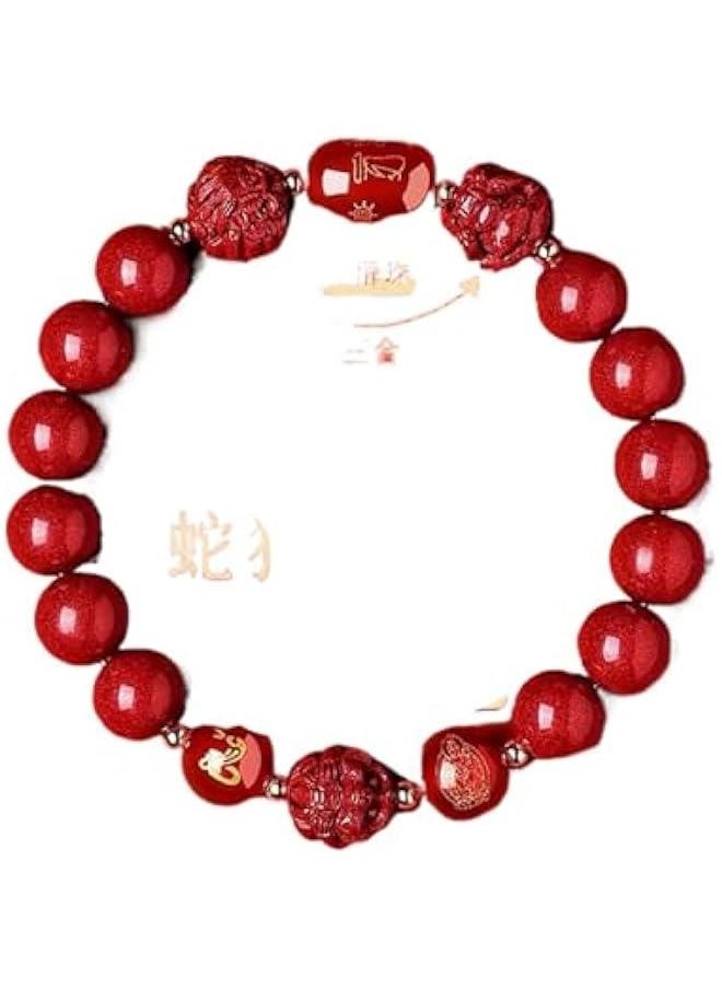 Arabest 2025年太岁手链蛇本命年朱砂 Feng Shui Cinnabar Bracelet for Women and Protection Good Luck Money Amulet 手串猪虎猴三合六合护身符礼物 = DSGSSDA-439347  - Image 1