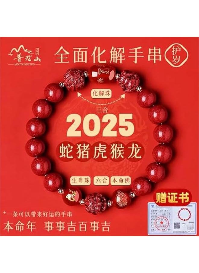 Arabest 2025年太岁手链蛇本命年朱砂 Feng Shui Cinnabar Bracelet for Women and Protection Good Luck Money Amulet 手串猪虎猴三合六合护身符礼物 = DSGSSDA-439347  - Image 2
