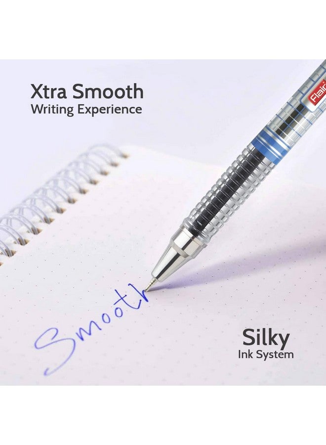 Flair FLAIR Silkina 0.7mm Ball Pen Wallet Pack | Textured At Grip For Better Hold | Smooth Ink Flow System, Lightweight Body | Longer Writing Length | Blue Ink, Pack of 10 Pens  - Image 5
