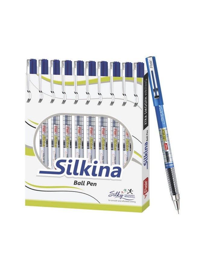 Flair FLAIR Silkina 0.7mm Ball Pen Wallet Pack | Textured At Grip For Better Hold | Smooth Ink Flow System, Lightweight Body | Longer Writing Length | Blue Ink, Pack of 10 Pens  - Image 1