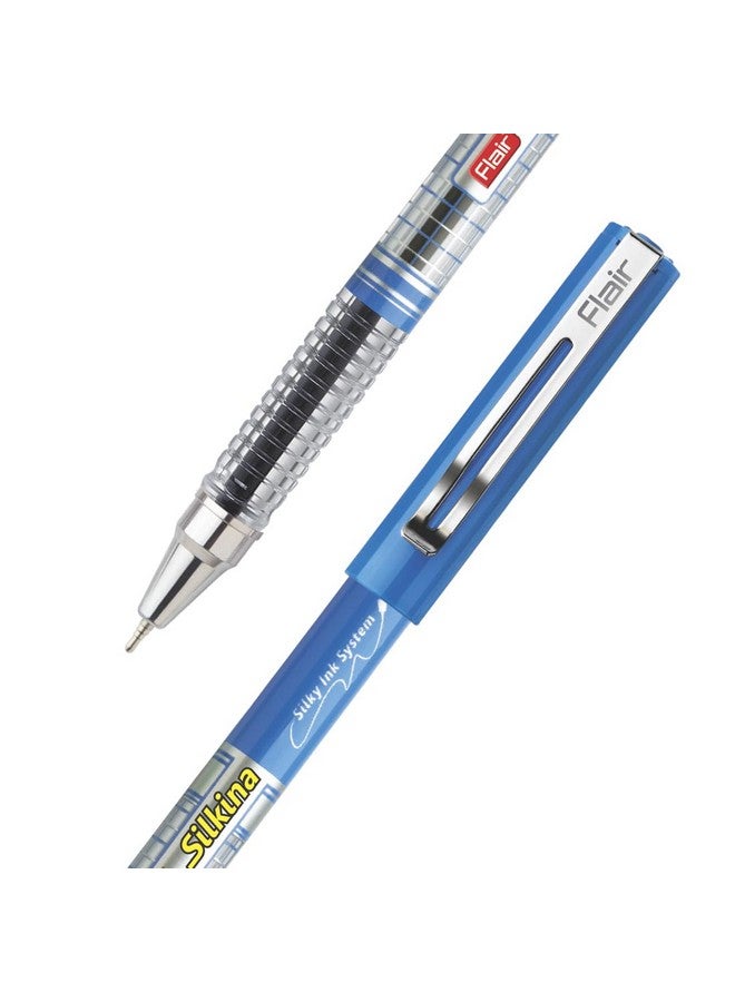 Flair FLAIR Silkina 0.7mm Ball Pen Wallet Pack | Textured At Grip For Better Hold | Smooth Ink Flow System, Lightweight Body | Longer Writing Length | Blue Ink, Pack of 10 Pens  - Image 3