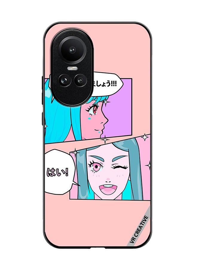 VR CREATIVE Protective Case Cover For Oppo Reno 10 Pro Cute Pastel Collage With Manga Comics Frames With Anime Characters Design Multicolour - Image 1