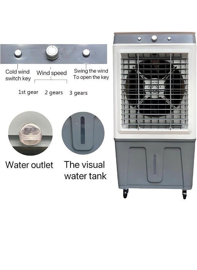 Denx, a portable desert air conditioner with a power of 100 watts that works with water, with a capacity of 20 liters and three speeds, suitable for the home, outdoor sessions, camping and trips.
