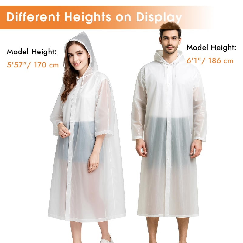 Okxiri 2 Pack Rain Coat, Rain Poncho, Ponchos Family Pack, Raincoat, Clear Rain Jacket for Adults with Drawstring Hood for Women, Men, Camping, Hiking, Travelling, Emergency - Image 4