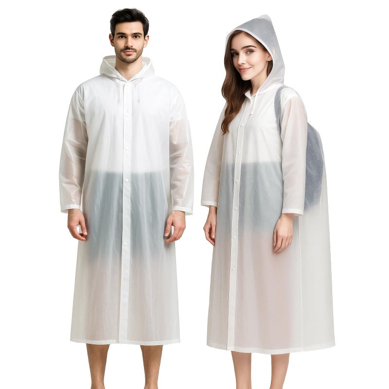 Okxiri 2 Pack Rain Coat, Rain Poncho, Ponchos Family Pack, Raincoat, Clear Rain Jacket for Adults with Drawstring Hood for Women, Men, Camping, Hiking, Travelling, Emergency - Image 1