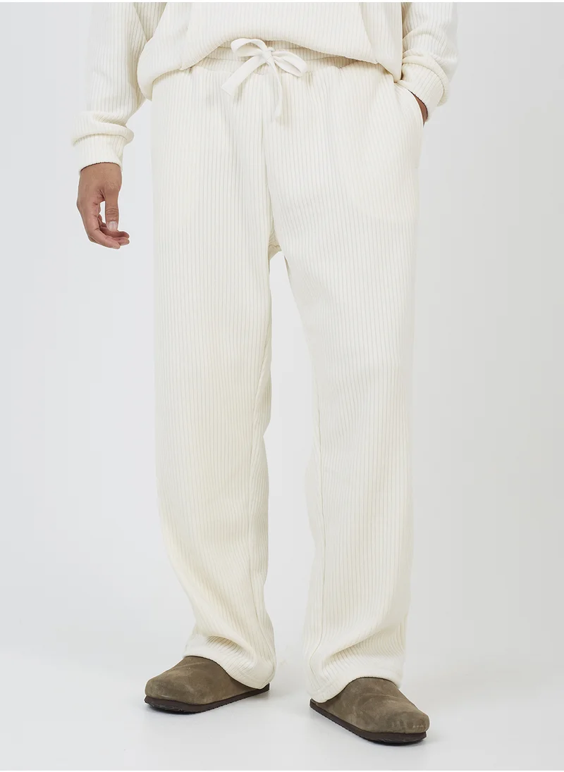 برايف سول Relaxed Ribbed Wide Leg Joggers