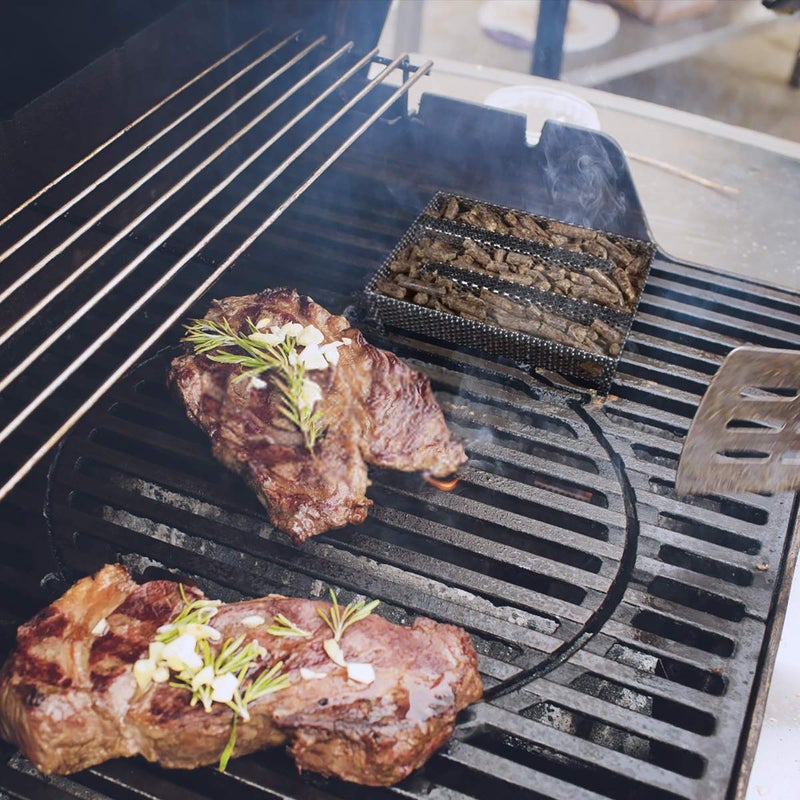 3 BUZZLETT 5" x 8" Pellet Smoker Tray 12 Hours of Billowing Smoke, Smoker Box for Gas Grilling,Cold Smoker Generator for BBQ,like Grill Tube BBQ Smoker Perfect for Hot Cold Meat, Cheese, Fish and Pork Smoking - Image 2