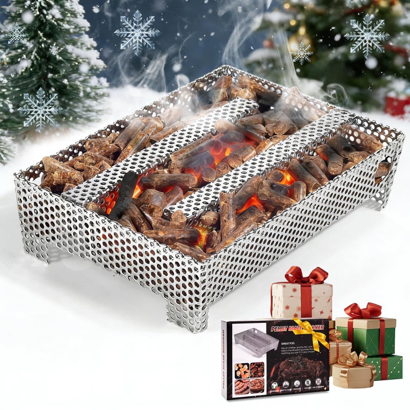 3 BUZZLETT 5" x 8" Pellet Smoker Tray 12 Hours of Billowing Smoke, Smoker Box for Gas Grilling,Cold Smoker Generator for BBQ,like Grill Tube BBQ Smoker Perfect for Hot Cold Meat, Cheese, Fish and Pork Smoking - Image 1