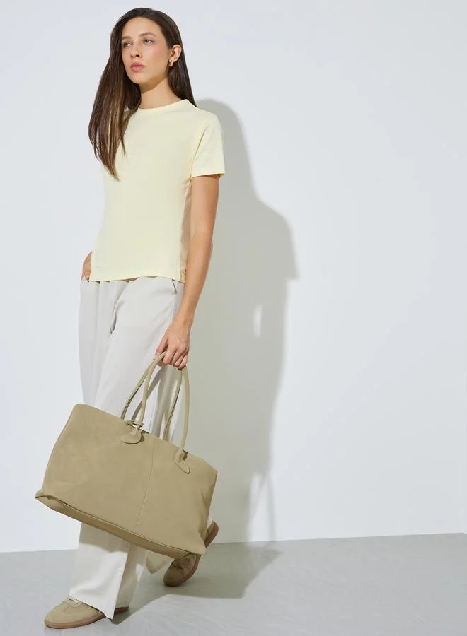ستايلي Yellow Plain Cotton Regular Fit T-Shirt