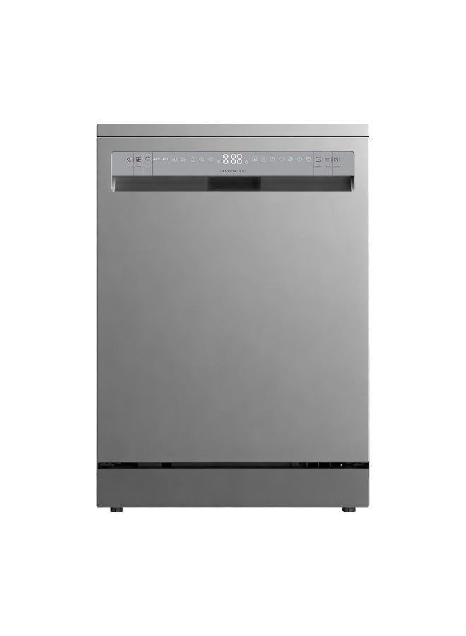 DAEWOO Dishwasher Freestanding, 14 Place Setting, 9 Programs with 2 Basket with a Cutlery Tray, Intensive Wash, Glass Care, 90Min, Self Clean, Inverter Motor, Stainless Steel Finish Inox, DW-DD-F1492S - Image 1