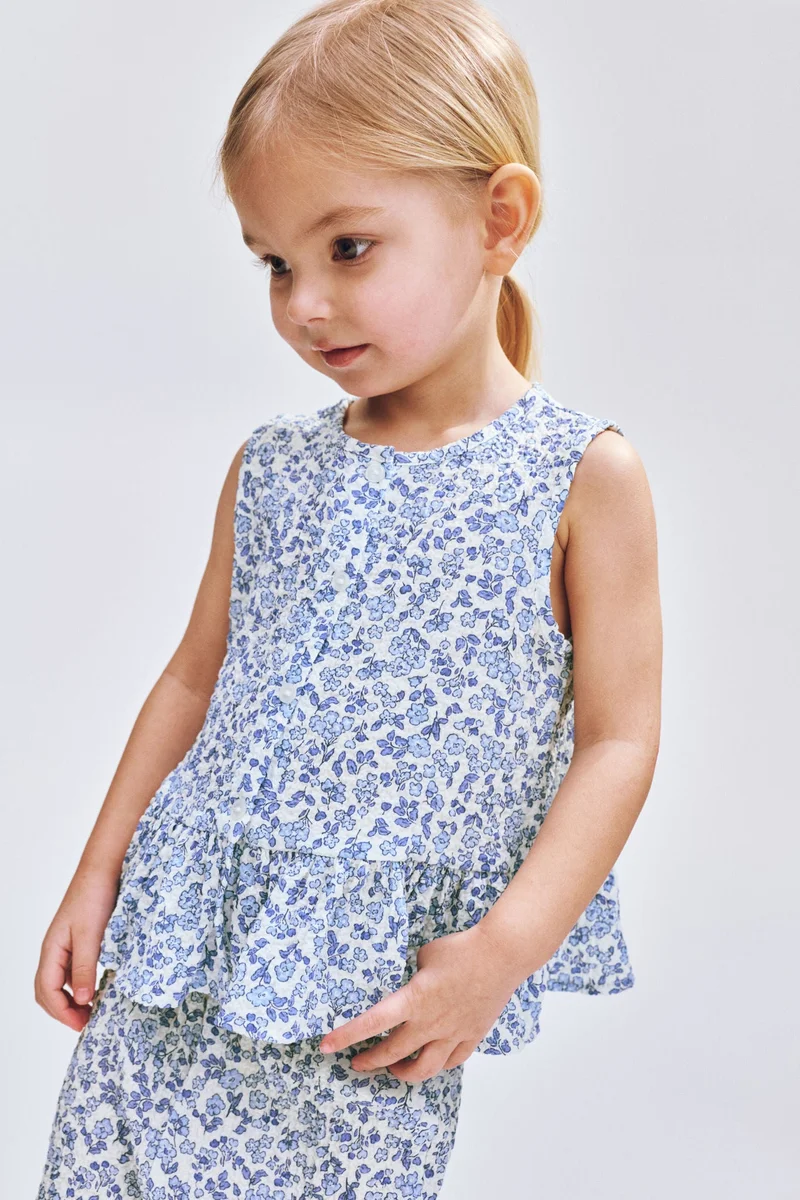 اتش اند ام طقم من نسيج قطني مجعد - قطعتين