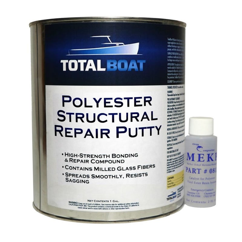 TotalBoat - 512952 - Polyester Structural Repair Putty - Marine Grade Long Strand Fiber Fiberglass Reinforced Filler for Boat and Automotive Repair (Gallon Kit) - Image 1