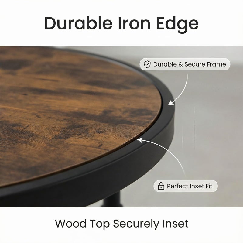 DOFURNILIM Industrial Large Round Wood Coffee Table for Living Room, Modern Farmhouse Center Table with Storage - Circular Wooden Coffee Tables - Image 3