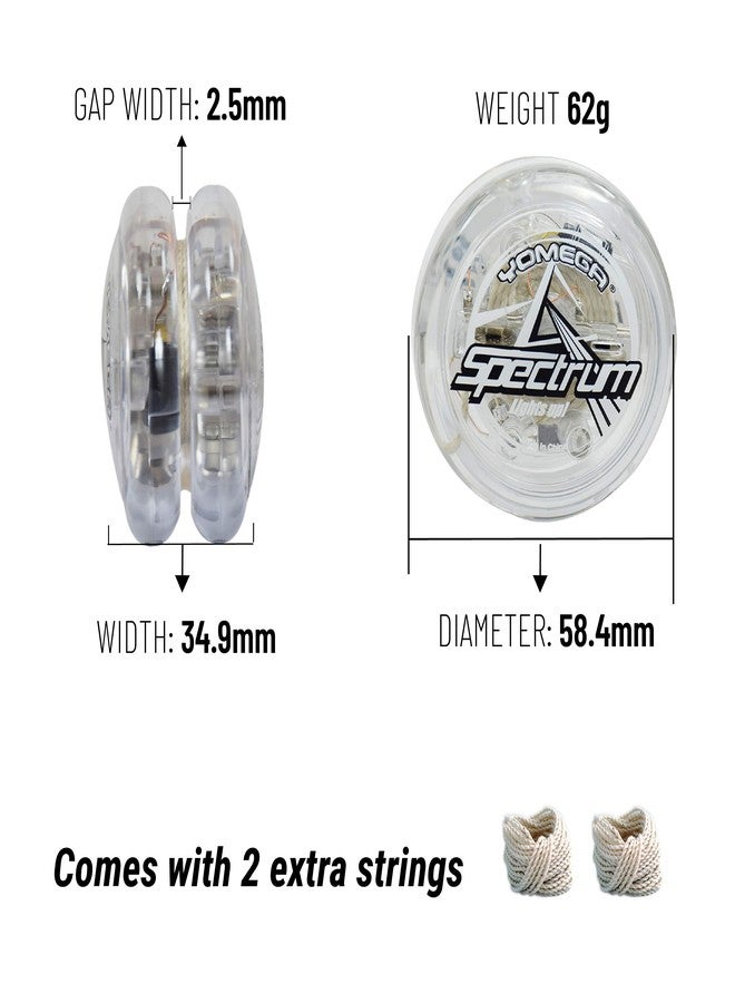 Yomega Spectrum - Light up Fireball Transaxle YoYo with LED Lights for Intermediate, Advanced and Pro Level String Trick Play + Extra 2 Strings & 3 Month Warranty (Clear) - Image 4