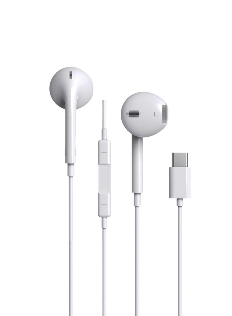 FEIDA Earphones with Microphone and Volume Control USB-C Game Earphone Cable[FEIDA Certified], iPhone 15 Pro Max / iPad Pro / Air Earbuds, Samsung (White) with Microphone and Volume Control USB Game Earphone Cable - Image 2