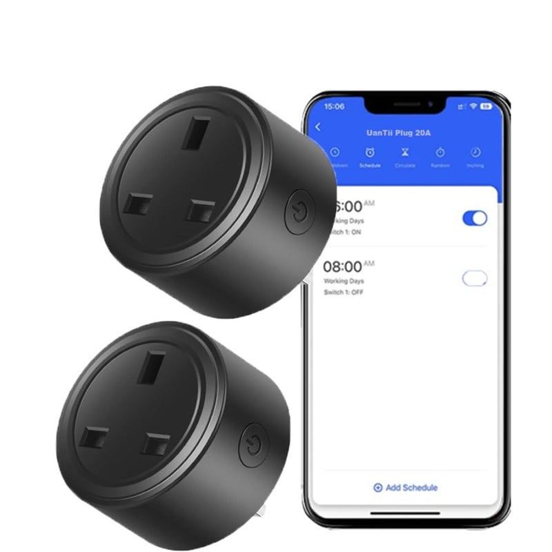 20A Tuya Smart Plug WIFI Wireless Outlet Smart Socket Timing Schedule Power Monitoring Overload Protection Smart Life App Remote Control Works with Alexa and Google Home 2pcs - Image 1