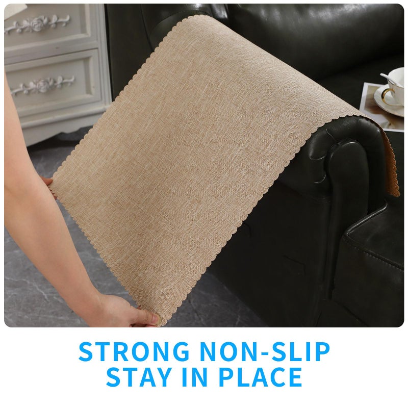 Hittun Sofa Arm Covers Non Slip Couch Arm Covers Washable Chair Arm Covers Protectors Set of 2 Wavy Border Armrest Covers for Sofa Leather Recliner Arm Covers for Recliner Chair (18"" x24""  Beige) - Image 4
