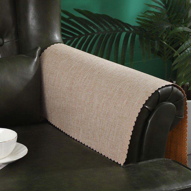 Hittun Sofa Arm Covers Non Slip Couch Arm Covers Washable Chair Arm Covers Protectors Set of 2 Wavy Border Armrest Covers for Sofa Leather Recliner Arm Covers for Recliner Chair (18"" x24""  Beige) - Image 1