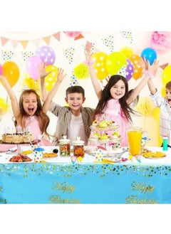 Generic Happy Birthday Table Covers Blue Colors Confetti Tablecloth Party Decoration  - Image 3