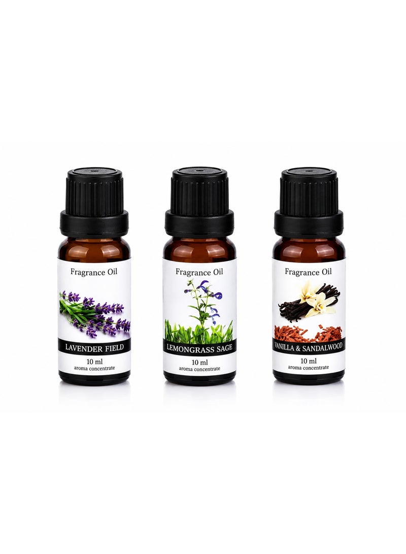 Home auraa Fragrance Oil 3 Pcs Set : LemonGrass Sage- Lavender - Vanilla & Sandalwood I Elegant Aromatherapy Essential Oils I Ideal for Home, office or living space - Image 1