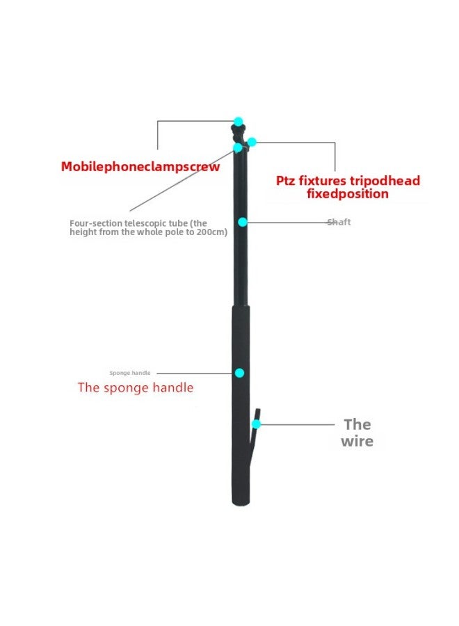 0.94 M Eccentric Tube GoPro Head 1/4 Teeth Copper Nut Tail Plug Photography Video Interview Self-Shot Net Red Live Rod-Color:Black - Image 5