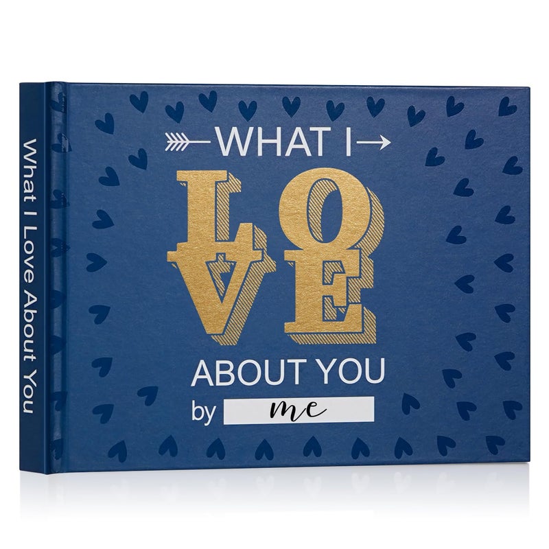 Artmag What I Love about You Book, Fill-in-the-Blank Love Journal Book for Couples Boyfriend Girlfriend Husband Wife Birthday Christmas Gifts Stocking Stuffer (Blue) - Image 1