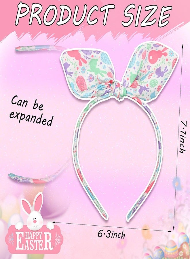 SARATA Easter Headbands for Women Spring Bows Headbands Cute Rabbit Bunny Ear Egg Chick Flowers Design Knoted Hairbands Easter Hair Accessories (Bunny Egg, 1 Count (Pack of 1)) - Image 3