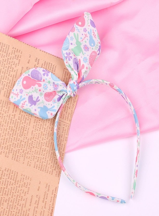 SARATA Easter Headbands for Women Spring Bows Headbands Cute Rabbit Bunny Ear Egg Chick Flowers Design Knoted Hairbands Easter Hair Accessories (Bunny Egg, 1 Count (Pack of 1)) - Image 2