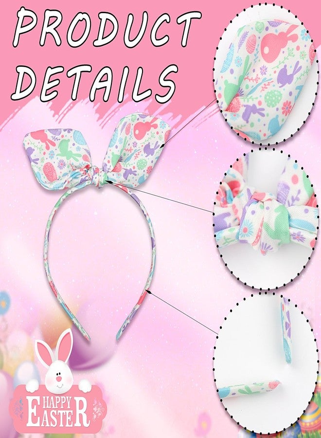 SARATA Easter Headbands for Women Spring Bows Headbands Cute Rabbit Bunny Ear Egg Chick Flowers Design Knoted Hairbands Easter Hair Accessories (Bunny Egg, 1 Count (Pack of 1)) - Image 4